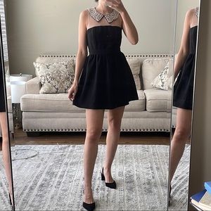 Darling Brand Little Black Dress with Sheer Pearl Collar